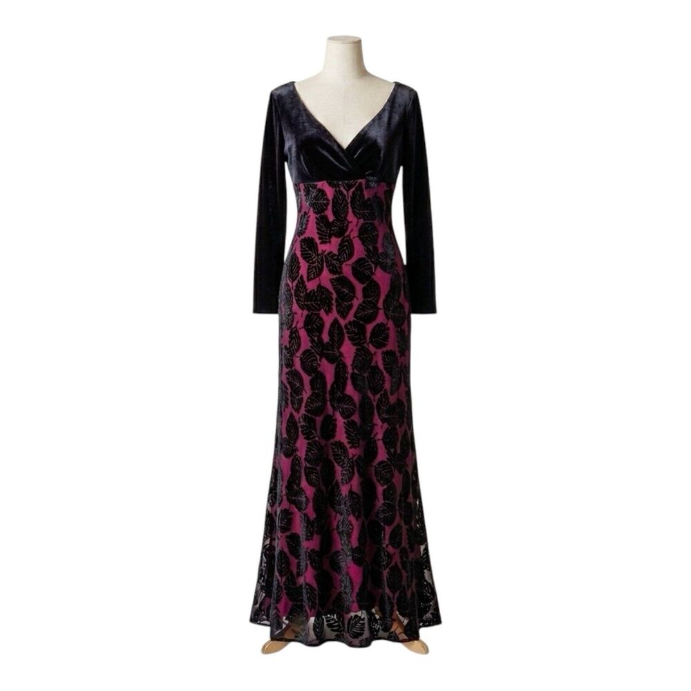 Vintage Mica Velvet Burnout Maxi Dress Gown Womens 8 Whimsigoth Victorian Vampy